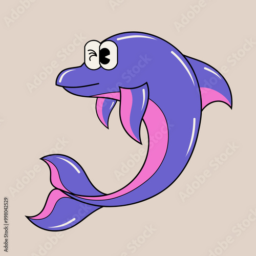 Doodle cute character illustration dolphin sticker