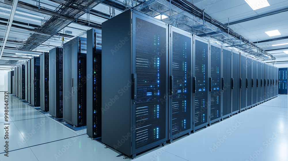 Network server room at data center
Network server room at data center