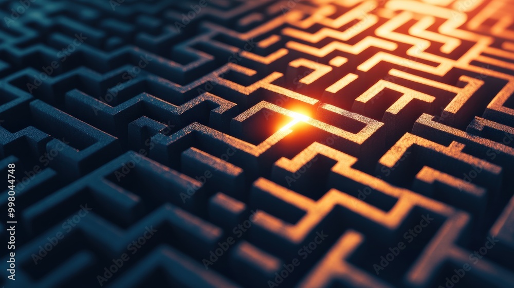 A maze with a light shining on it A maze with a light shining on it