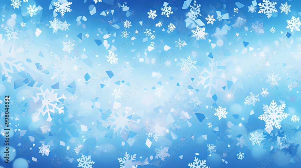 Winter wonderland with sparkling snowflakes drifting in a serene blue background Winter wonderland with sparkling snowflakes drifting in a serene blue background