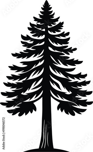 Natural silhouette of a redwood tree or tree pine silhouette vector logo. template tree isolated