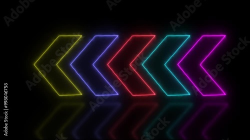 Wallpaper Mural Left arrow. Glowing neon arrow icon on black background Torontodigital.ca