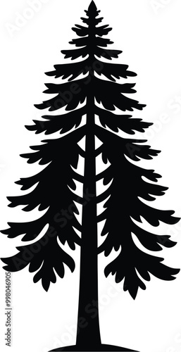 Natural silhouette of a redwood tree or tree pine silhouette vector logo. template tree isolated