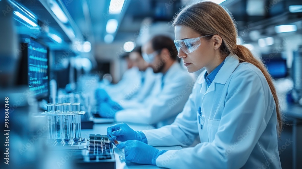 Focused Scientist Working in a Modern Laboratory Focused Scientist Working in a Modern Laboratory