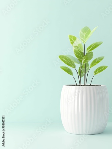 Wallpaper Mural Minimalist Green Plant in a Stylish White Pot, Showcasing Natures Beauty with a Modern Touch, Perfect for Home Decor and Indoor Gardening Aesthetic Torontodigital.ca