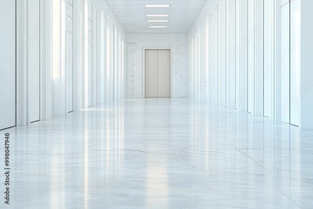 Spacious and Bright Long Hallway with Clean White Walls, Inviting Natural Light and a Minimalist Aesthetic for Tranquil and Modern Interior Settings Spacious and Bright Long Hallway with Clean White Walls, Inviting Natural Light and a Minimalist Aesthetic for Tranquil and Modern Interior Settings