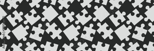 A seamless pattern with puzzles. A black and white puzzle seamless pattern. A puzzles black and white background.