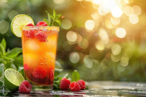 Wallpaper Mural Refreshing Tropical Cocktail with Raspberry and Lime for a Perfect Layered Summer Drink Inspiration Torontodigital.ca