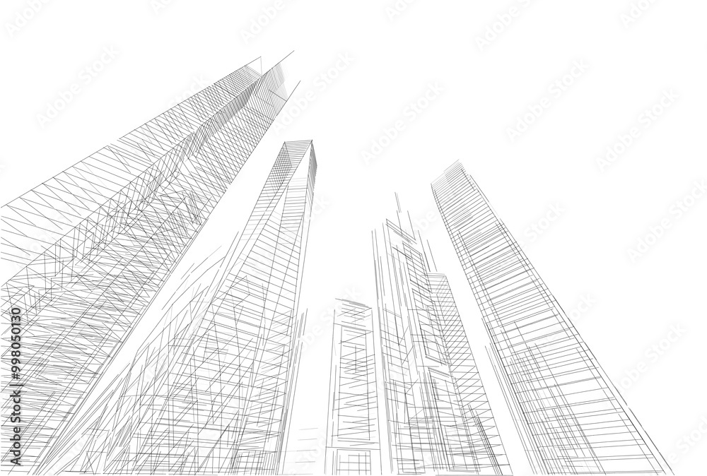 Buildings in the city skyscrapers sketch 3d rendering Buildings in the city skyscrapers sketch 3d rendering