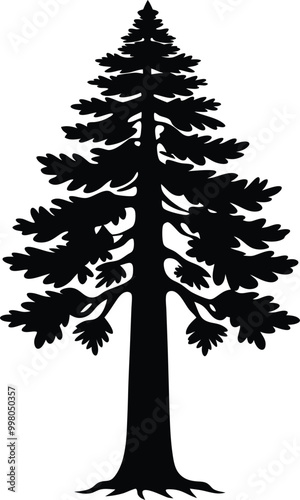 Natural silhouette of a redwood tree or tree pine silhouette vector logo. template tree isolated