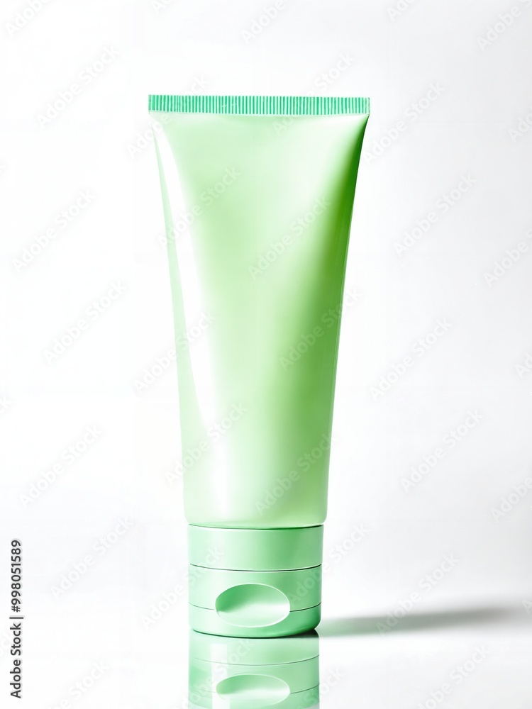 Green Cosmetic Tube on White Background Green Cosmetic Tube on White Background
