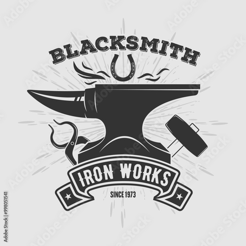 Blacksmith logo design template. Vector illustration