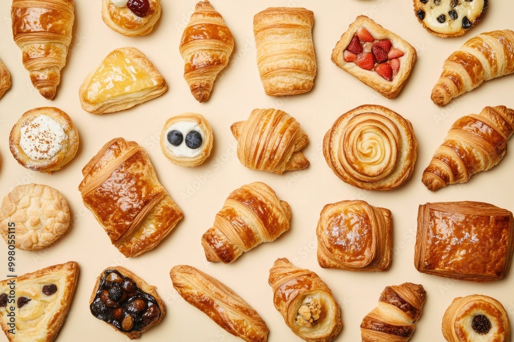 Assorted Pastries Knolling Arrangement for Culinary Design, Posters, and Print Use Assorted Pastries Knolling Arrangement for Culinary Design, Posters, and Print Use