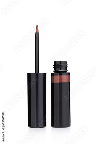 Brown eyeliner isolated on white. Makeup product