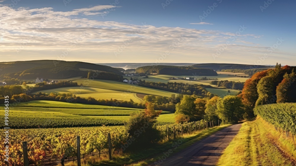 Scenic Countryside Road with Vineyards Scenic Countryside Road with Vineyards