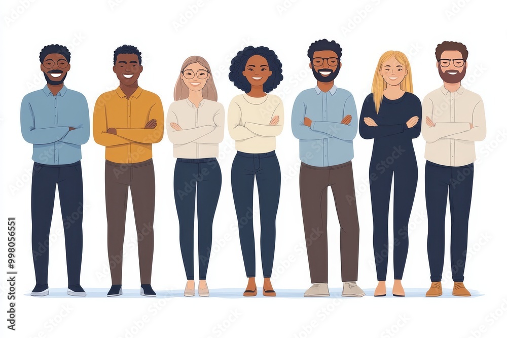 Group portrait of diverse individuals in professional attire symbolizing unity diversity and inclusion in a clean minimalist style Group portrait of diverse individuals in professional attire symbolizing unity diversity and inclusion in a clean minimalist style