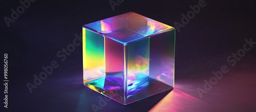 Glass Cube with Iridescent Colors