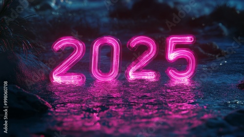 2025 neon. simple word 