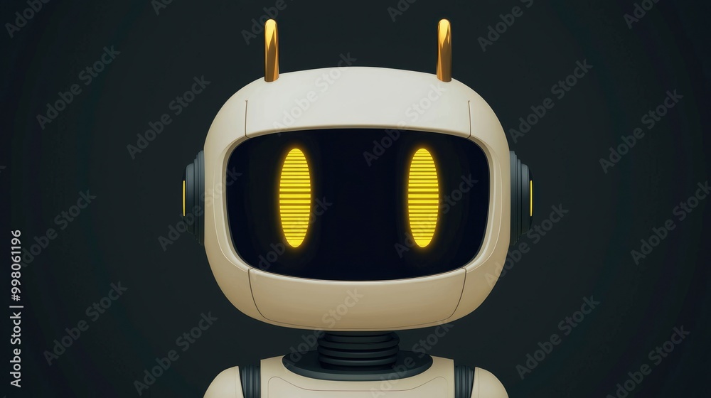 Naklejka premium Friendly Robot with Yellow Eyes