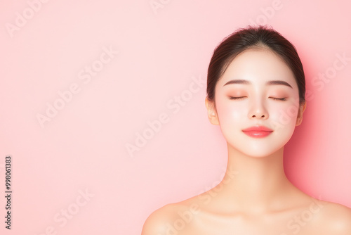 Beautiful young asian woman with clean fresh skin, Face care, Facial treatment, Cosmetology, beauty.