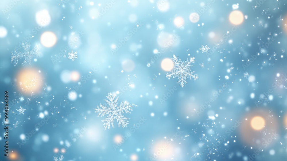 Stunning abstract light blue holiday background with subtle snowflakes and shimmering lights, perfect for winter celebrations Stunning abstract light blue holiday background with subtle snowflakes and shimmering lights, perfect for winter celebrations