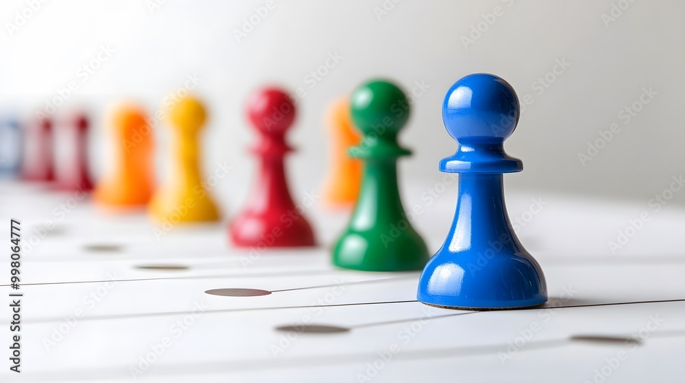 Colorful game pieces aligned on a game board, representing strategy, competition, and fun for all ages in playful settings. Colorful game pieces aligned on a game board, representing strategy, competition, and fun for all ages in playful settings.