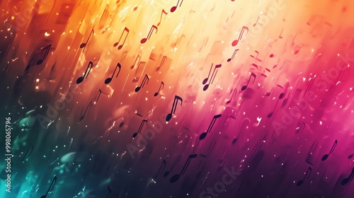 Colorful abstract background with musical notes, vibrant and dynamic design, perfect for creative projects. photo