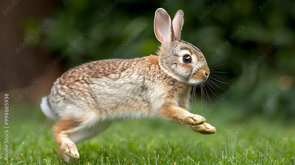 Fototapeta premium Joyful Fluffy Bunny Rabbit Hopping