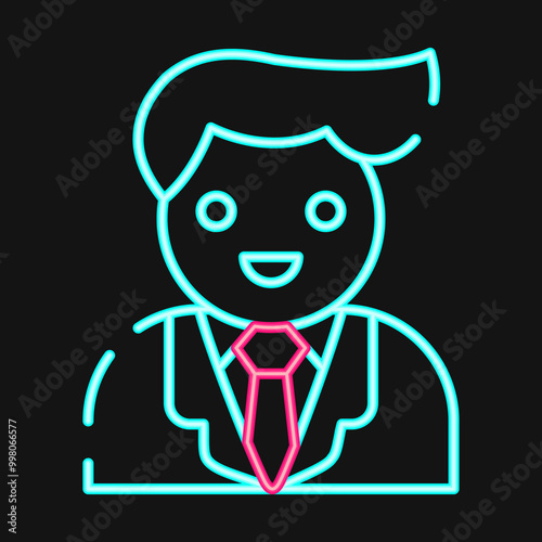 Icon president. USA general election elements. Icons in neon style.