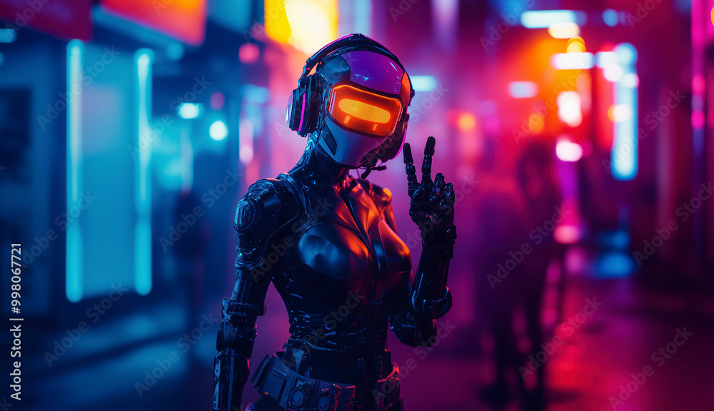 Humanoid cybergirl shows Humanoid cybergirl shows