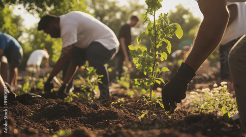 Forest restoring community project, people participate in community project to restore the forest and eco system