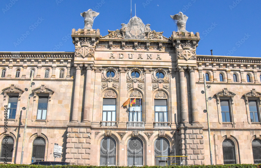 Spain. City of Barcelona. Summer 2024. Customs building at the port Spain. City of Barcelona. Summer 2024. Customs building at the port
