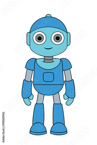    Humanoid robot vector outline illustration.

