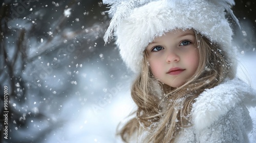 Enchanting Finnish Girl in Winter Fairy Costume Amid Snowy Wonderland