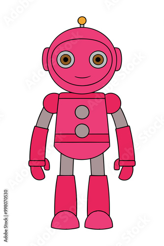    Humanoid robot vector outline illustration.
