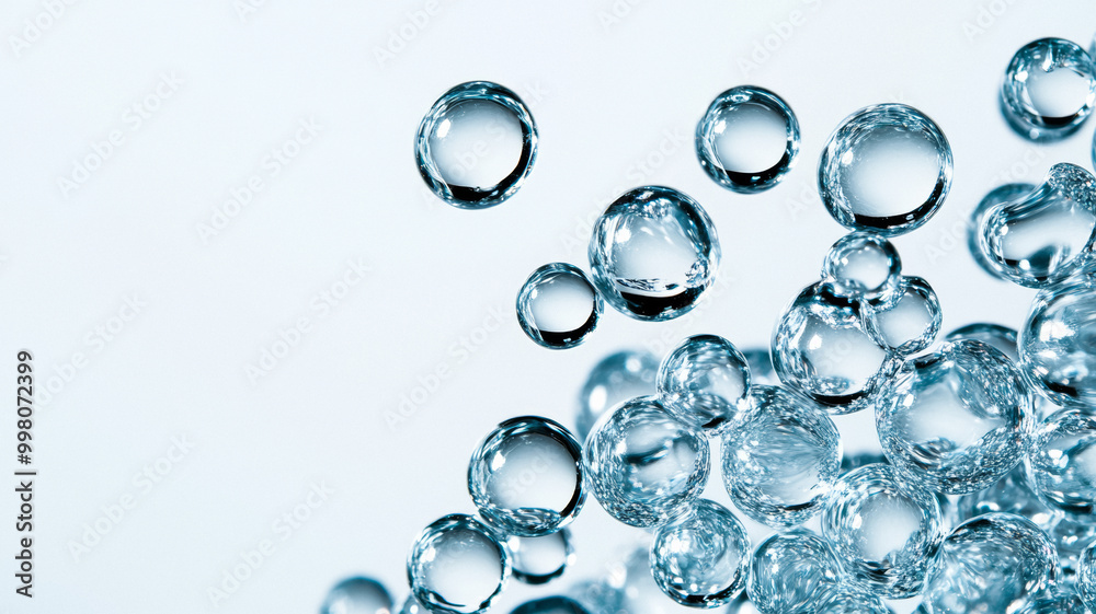 Clear gel with suspended ice blue and silver microbeads set against a cool white background Clear gel with suspended ice blue and silver microbeads set against a cool white background