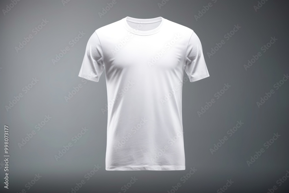 A plain white t-shirt displayed against a simple background. A plain white t-shirt displayed against a simple background.