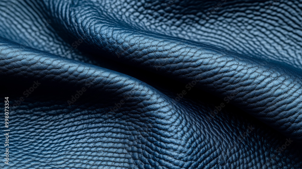 Closeup of deep indigo leather with a matte texture and fine lines capturing the depth of winter twilight Closeup of deep indigo leather with a matte texture and fine lines capturing the depth of winter twilight
