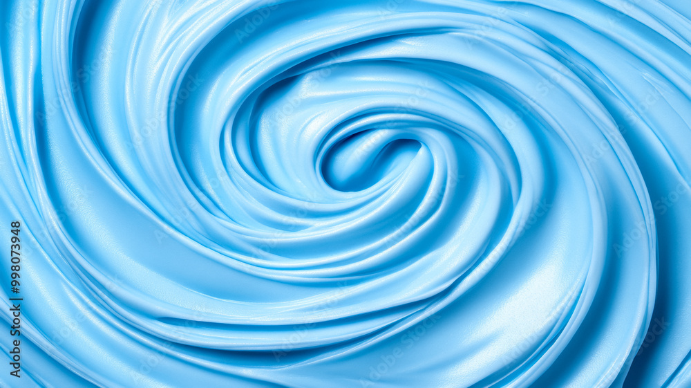 Closeup of icy blue cream swirls with a glossy light reflecting texture on a white background Closeup of icy blue cream swirls with a glossy light reflecting texture on a white background