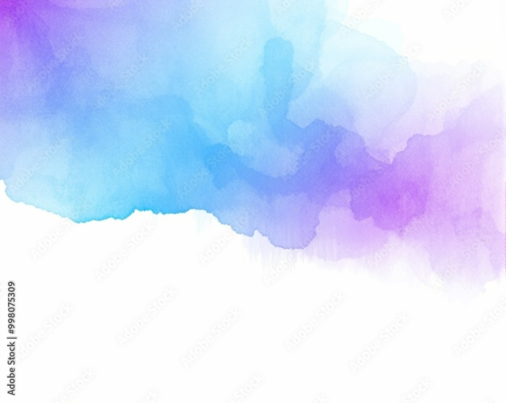 Obraz premium Vibrant watercolor splash with smooth blue-purple gradient, fluid brushstrokes, and semi-transparent layers