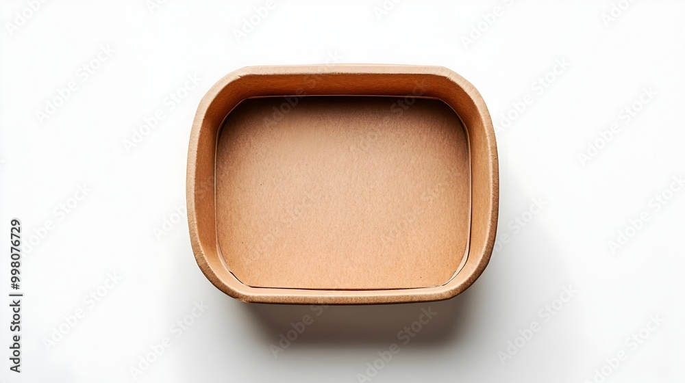 Empty Brown Squared Lunch Box on White Background Empty Brown Squared Lunch Box on White Background