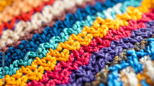 Vibrant Crochet Tapestry with Colorful Stitches