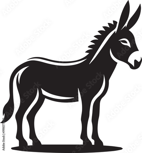 donkey silhouette vector icon, donkey logo vector black and white