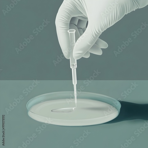 Scientist s Hand Dropping Liquid into Petri Dish with Pipette photo