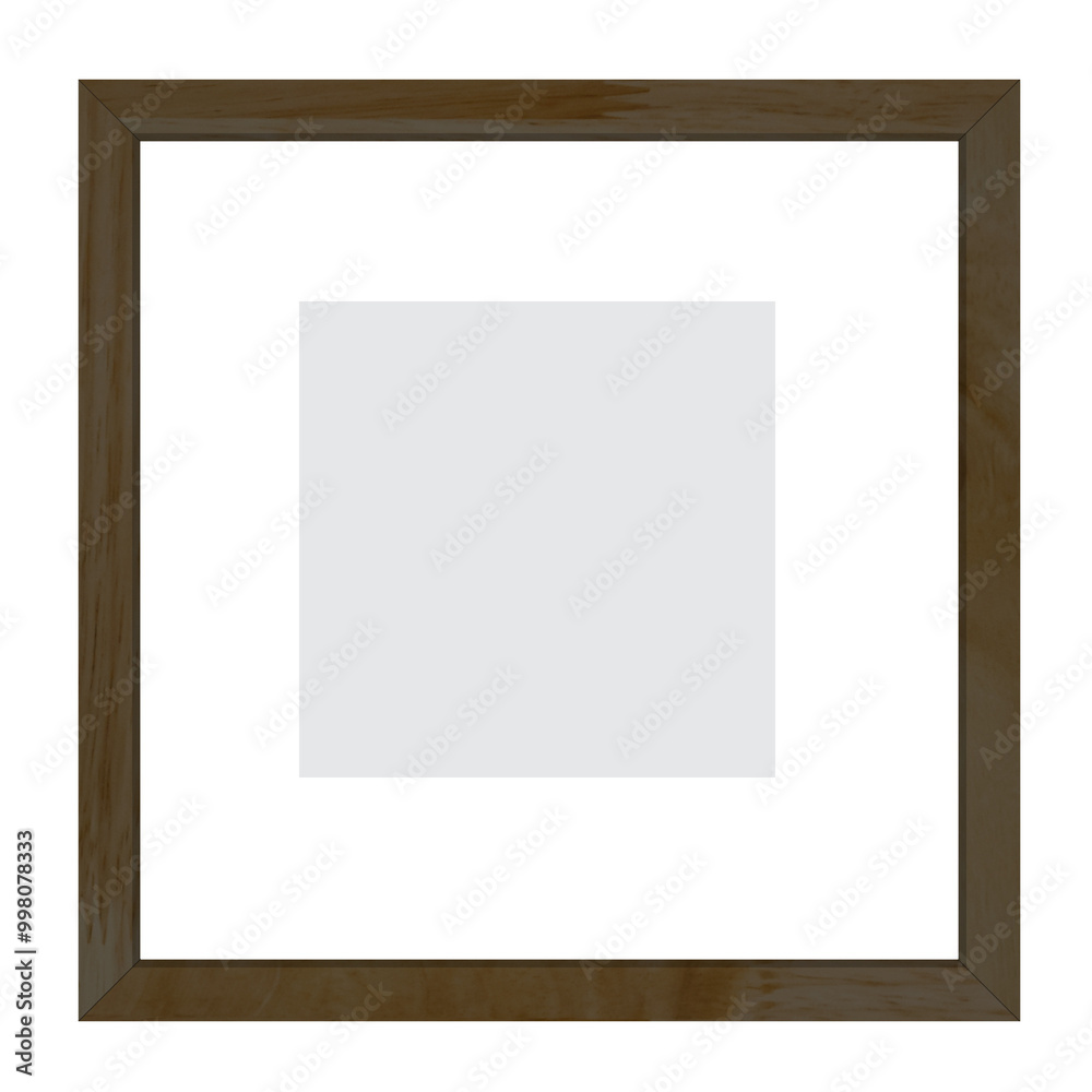 Fototapeta premium Rectangular picture frame. Old wooden frame, vintage style, with empty space and isolated transparent background with png