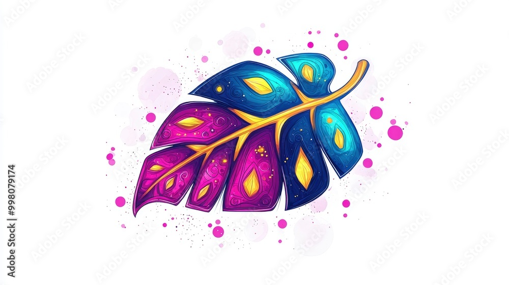 Colorful Abstract Monstera Leaf Illustration Colorful Abstract Monstera Leaf Illustration