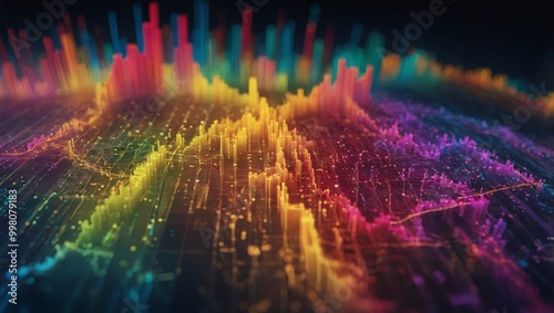 A close-up of financial heatmap with color-coded data points and intensity gradients, representing the distribution and frequency of financial metrics