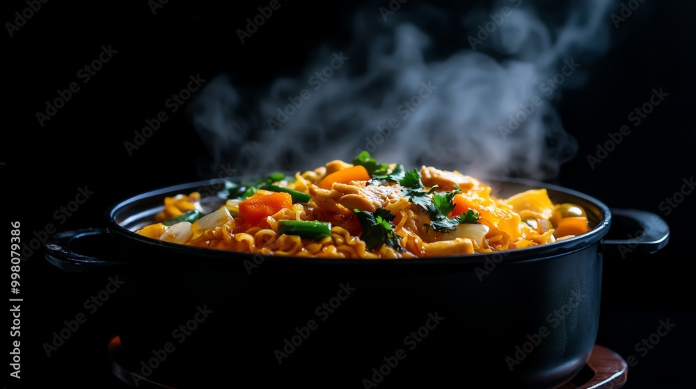Fusion hot pot with global winter vegetable and protein options