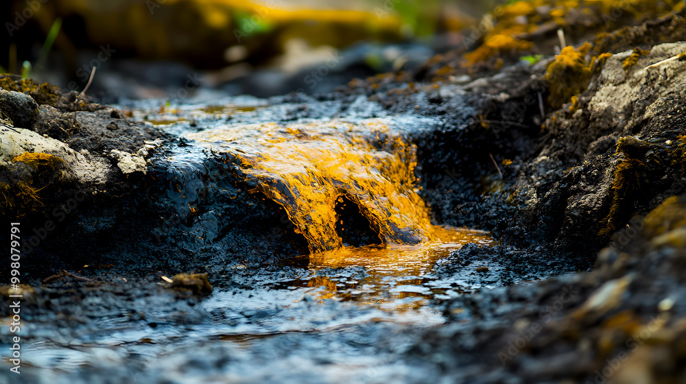 Industrial Water Pollution Leaking into Stream Industrial Water Pollution Leaking into Stream