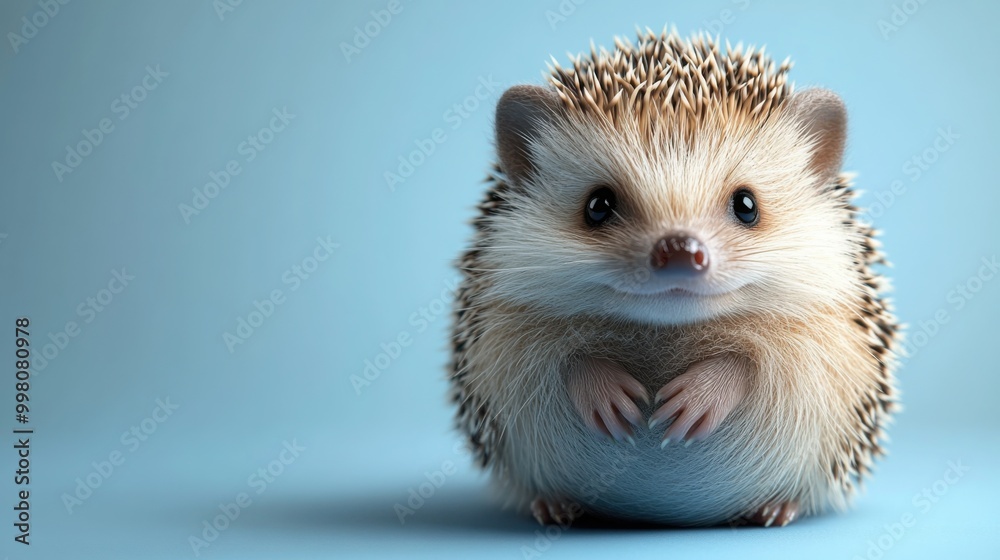 3D Style Hedgehog Curled Up Into a Ball on Gradient Background for Creative Designs